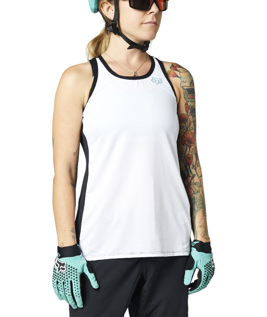 Fox Racing Womans Flexair Tank MTB Mountain Bike Jersey White Front Right