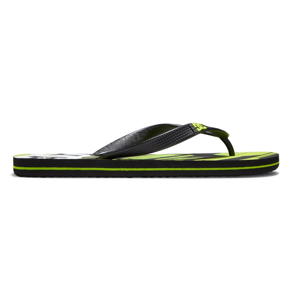 DC Shoes Men's Spray Flip Flops Metallic Green Black Inner Side View