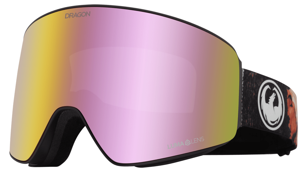 Dragon Alliance PXV Flat Lens Ski Snowboard Goggles Ranalter SignatureBlack Peach Pink Ion Mirror Lens Profile