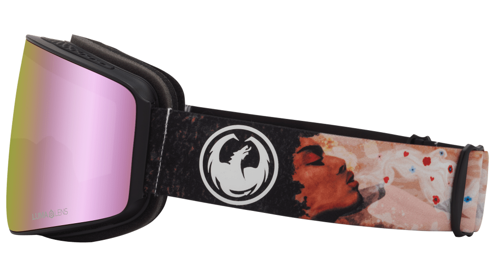 Dragon Alliance PXV Flat Lens Ski Snowboard Goggles Ranalter SignatureBlack Peach Pink Ion Mirror Lens Band