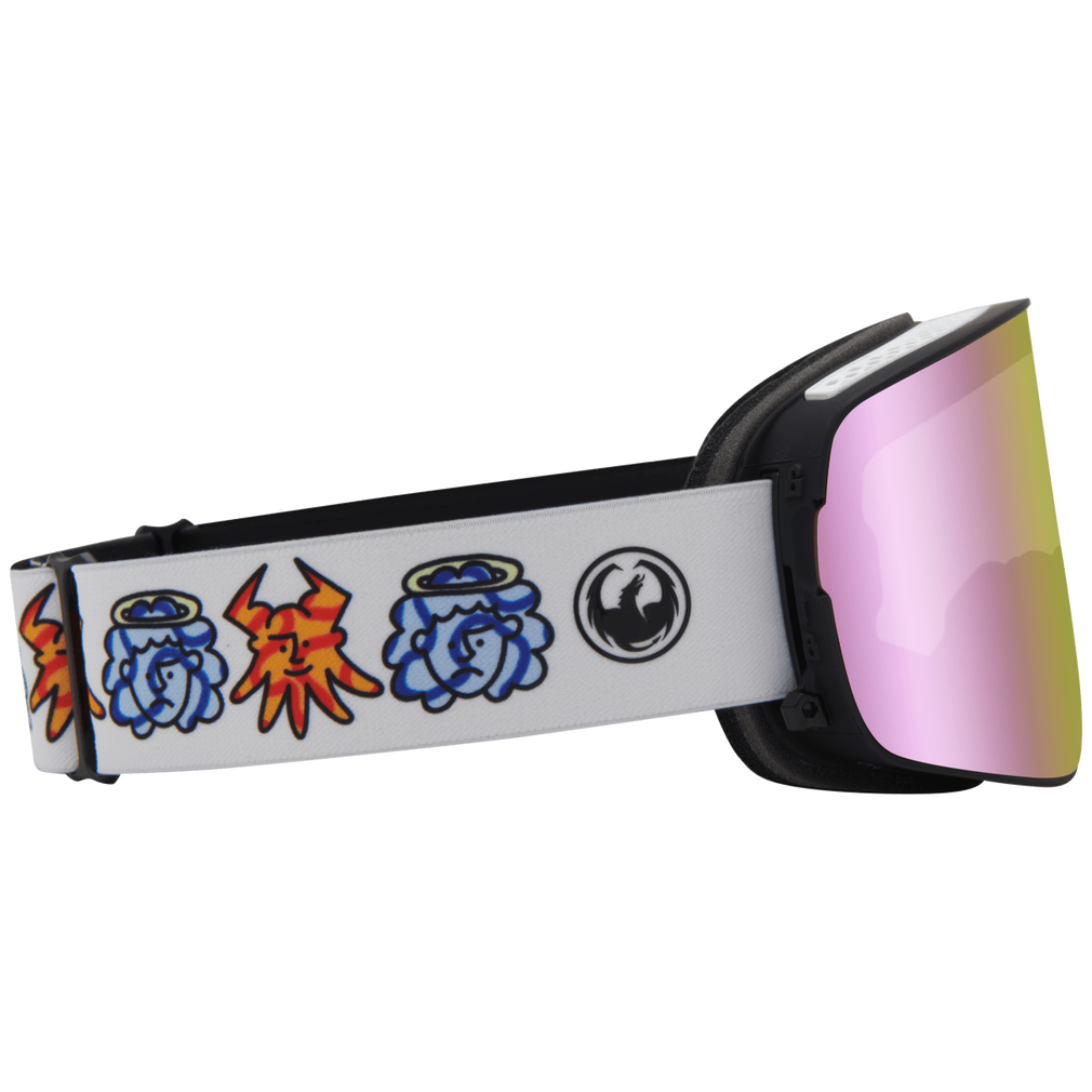 Dragon Forest Bailey Signature Series NFX2 Quick Change Flat Lens Ski SNowboard Goggle White Pink Mirror Lens