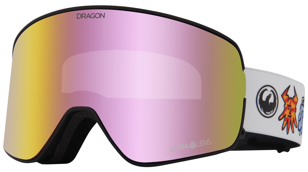 Dragon Forest Bailey Signature Series NFX2 Quick Change Flat Lens Ski SNowboard Goggle White Pink Mirror Lens