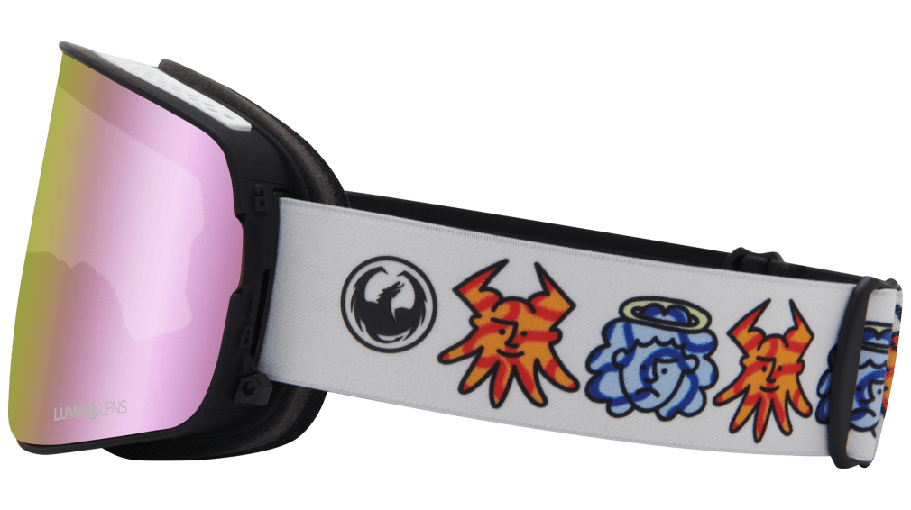 Dragon Forest Bailey Signature Series NFX2 Quick Change Flat Lens Ski SNowboard Goggle White Pink Mirror Lens