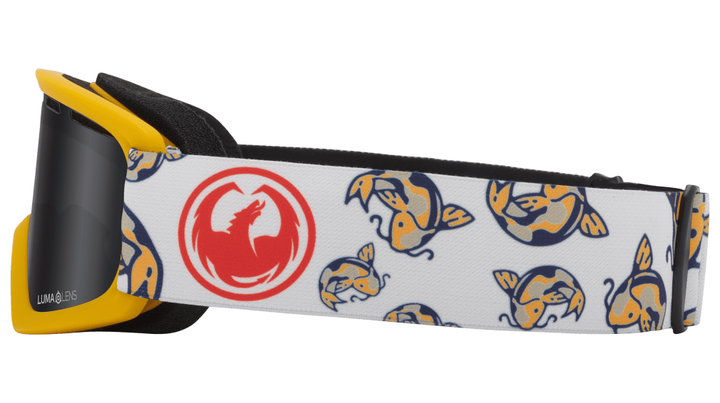 Dragon Alliance Little Lil D Kids Child Youth Ski Snowboard Goggles Lil Koi Yellow White Dark Smoke Gray Lens Band