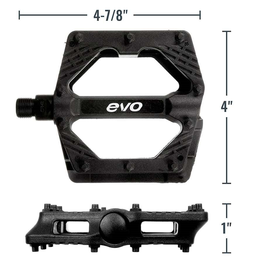 EVO Freefall Sport Nylon Pinned Platform 9/16" Bicycle Pedals, Black