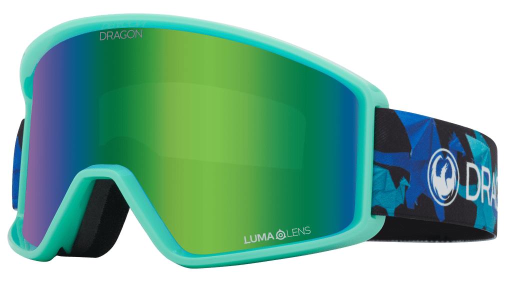 Dragon Alliance DXT OTG Small Fit Youth Flat Lens Ski Snowboard Goggles Origami Blue Teal Green Ion Mirrored Lens Profile
