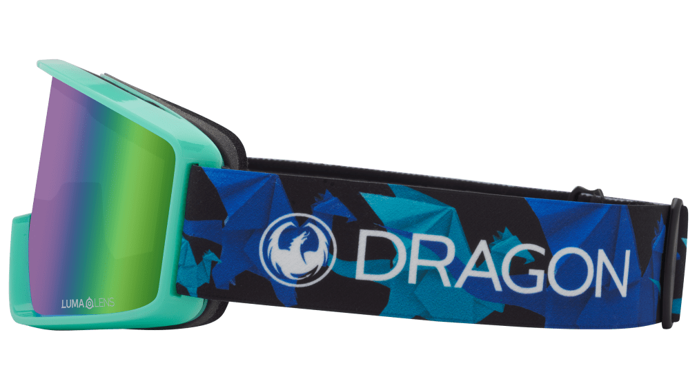 Dragon Alliance DXT OTG Small Fit Youth Flat Lens Ski Snowboard Goggles Origami Blue Teal Green Ion Mirrored Lens Band