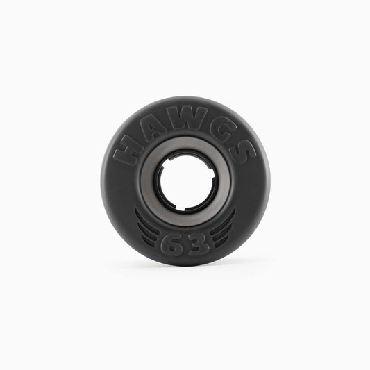 Hawgs Wheels 63mm Doozies Black 78a Stone Ground Cruiser Freeride Longboard Wheels Front
