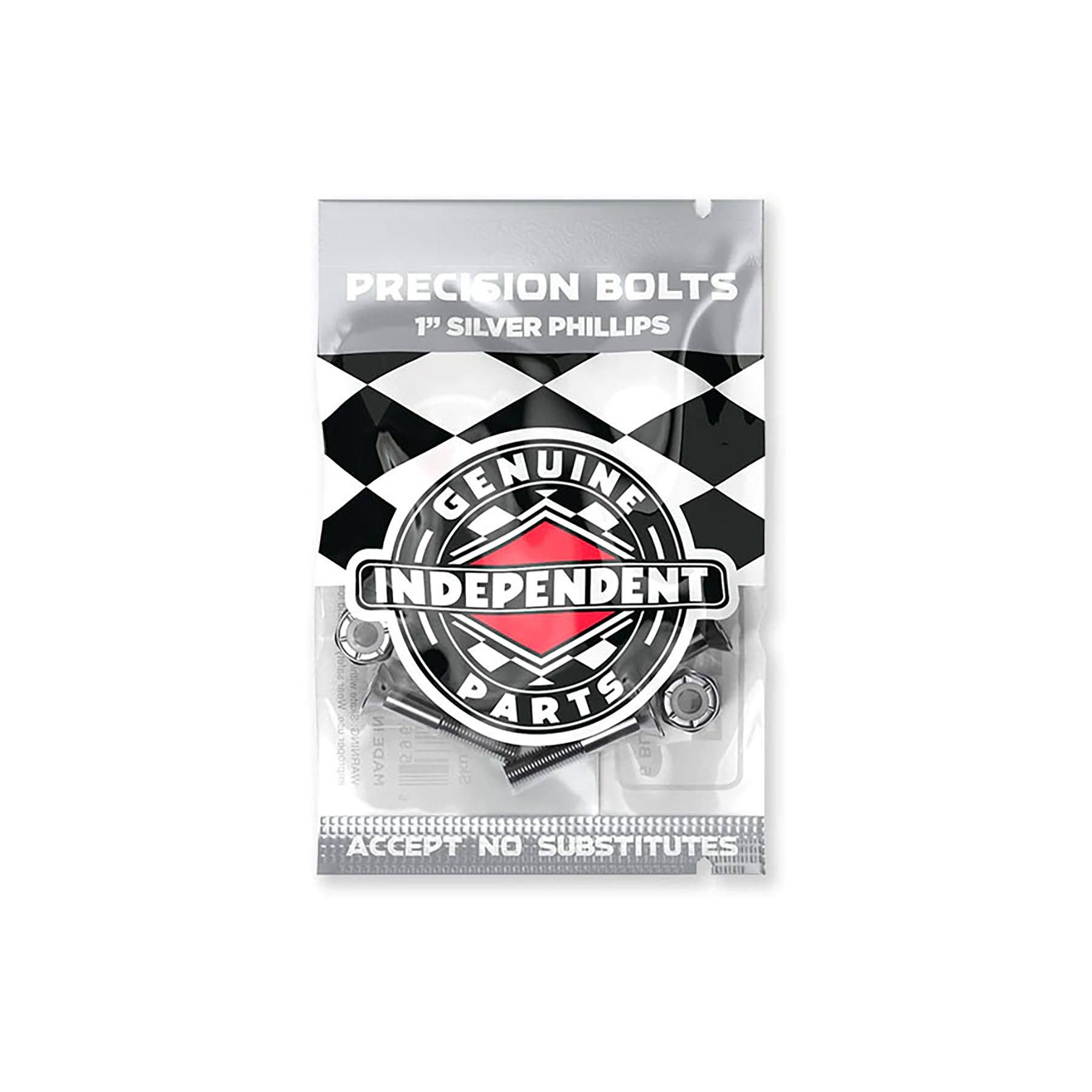 Indepenedent 1 inch Black/Silver Hardware packaging back 6 black 2 silver bolts 8 silvr nuts