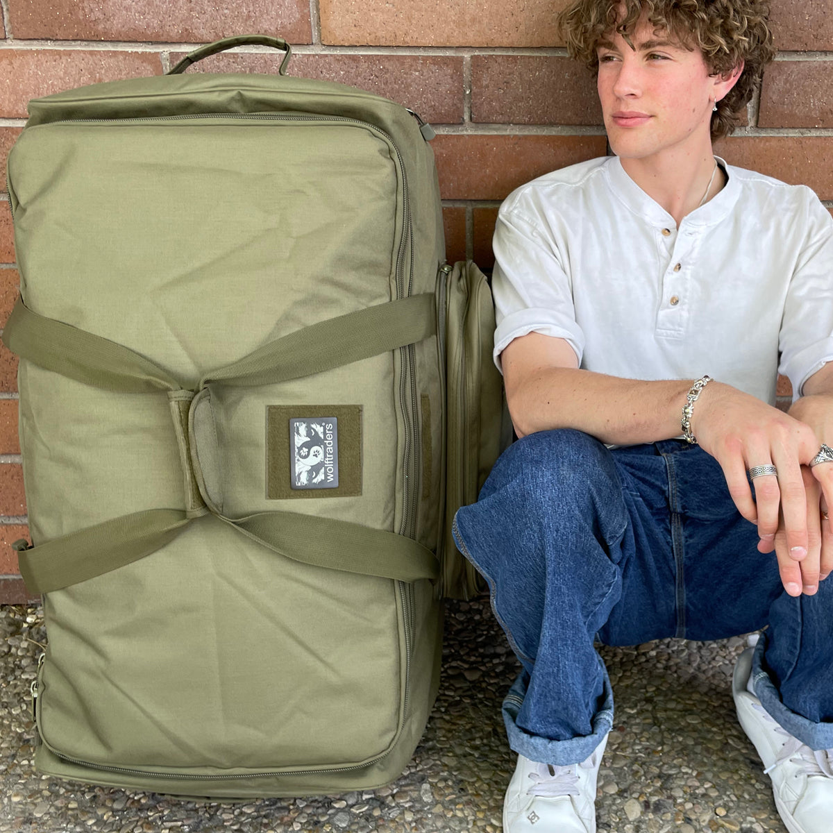 Wolftraders AlphaRoller Wheeled Deployment Luggage Bag Olive Draft Green Upright