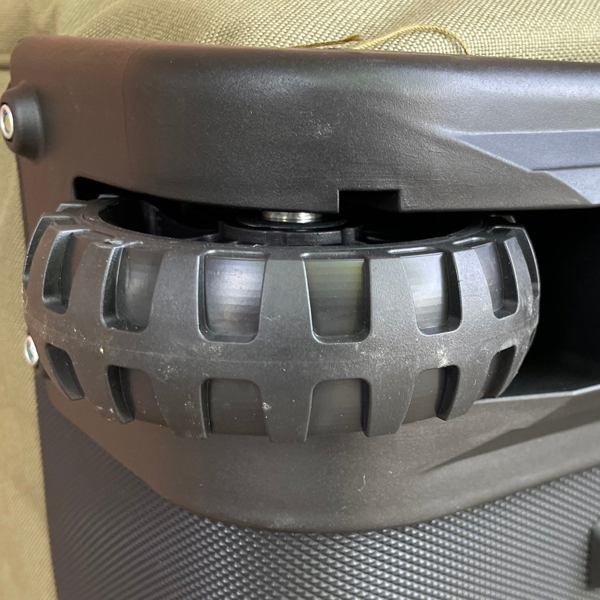 Wolftraders AlphaRoller Wheeled Deployment Luggage Bag Olive Draft Green Wheel Detail