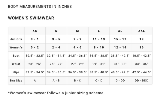 Billabong Womens Swim Bottoms Size Chart