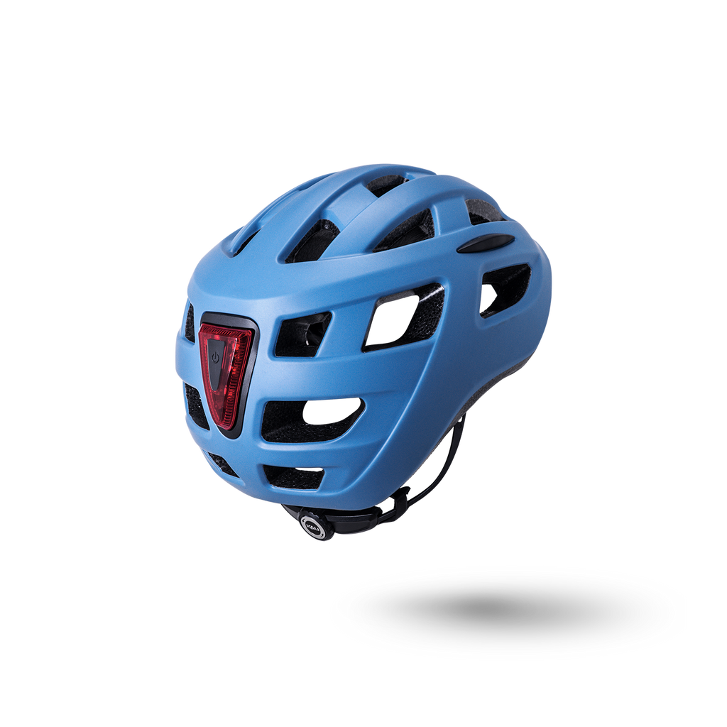 Kali Protectives Mens Womens Adult Central Urban City Bicycle Bike Helmet Solid Matte Thunder Blue Rear Integrated Blinking LED Light