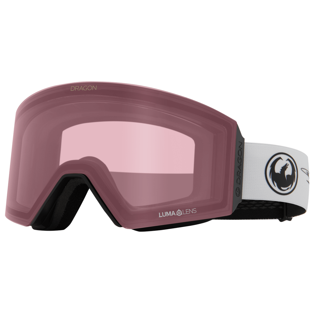 Dragon Jossi Wells Signature Series RVX Magnetic OTG Ski Snowboard Goggles White Light Rose Pink Lens