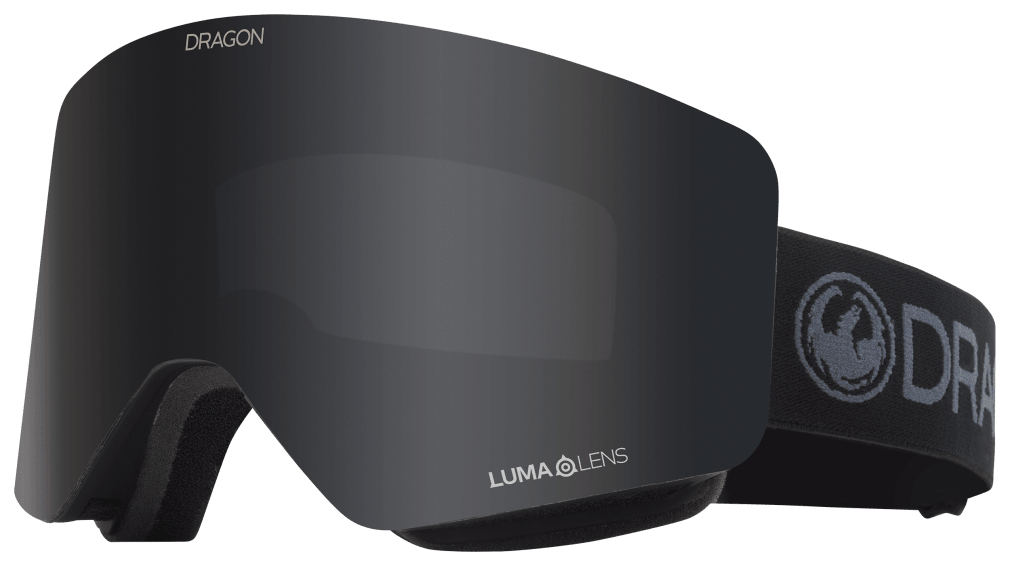 Dragon Alliance R1 OTG Flat Lens Frameless Ski and Snowboard Goggles Blackout Dark Smoke Grey Lens Profile
