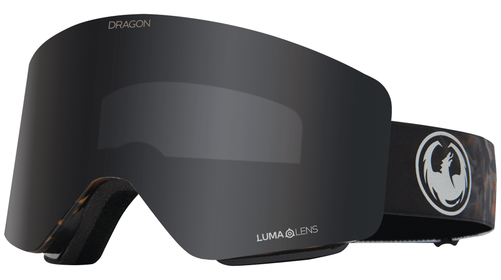 Dragon R1 OTG Over the Glasses Rimless Flat Lens Goggle Fireleaf Black Smoke Grey Lens