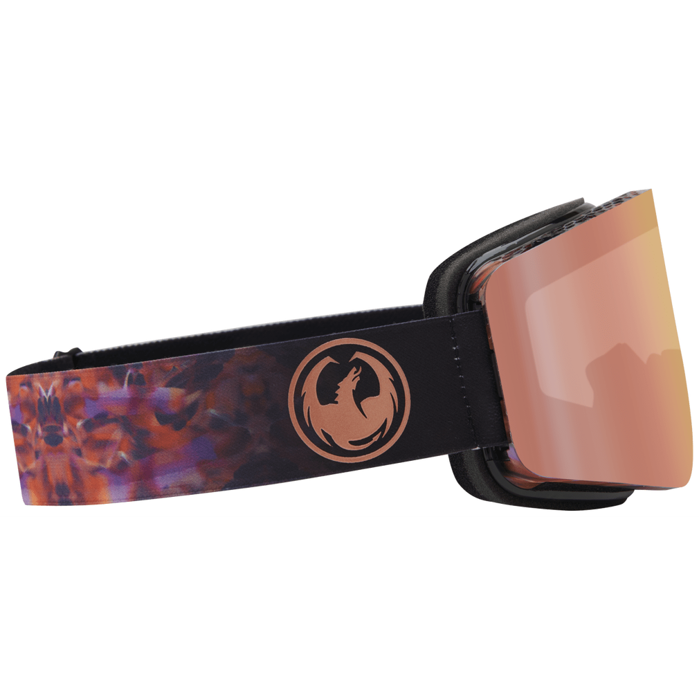 Dragon R1 OTG Over the Glasses Rimless Flat Lens Goggle Amethyst Rose Gold Mirror Lens