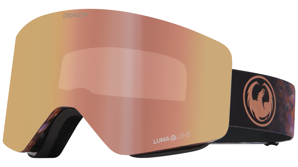 Dragon R1 OTG Over the Glasses Rimless Flat Lens Goggle Amethyst Rose Gold Mirror Lens