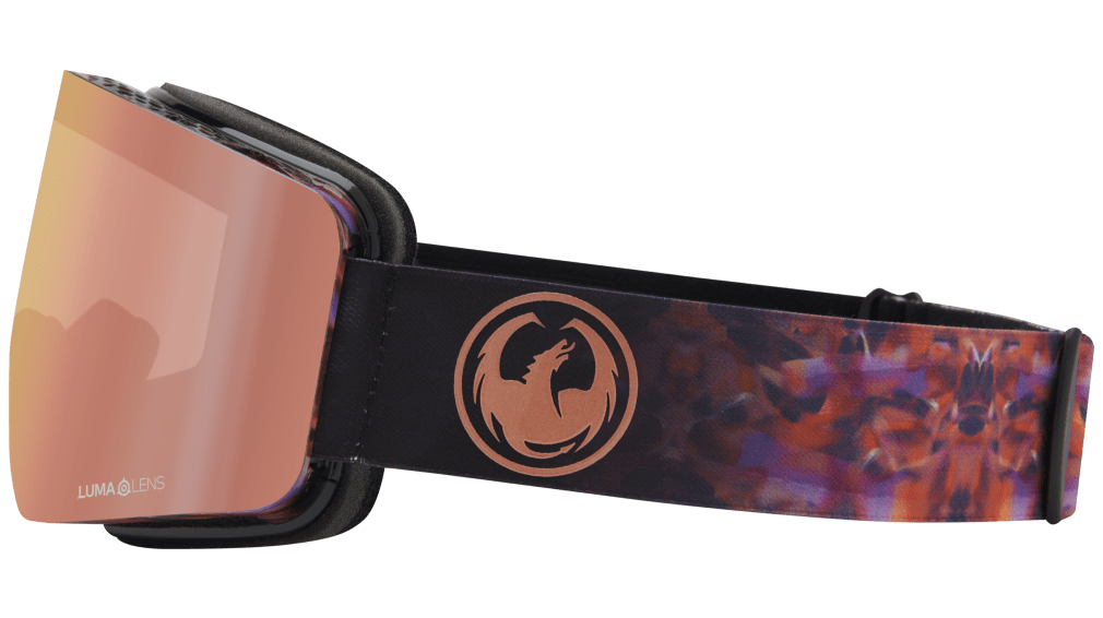Dragon R1 OTG Over the Glasses Rimless Flat Lens Goggle Amethyst Rose Gold Mirror Lens