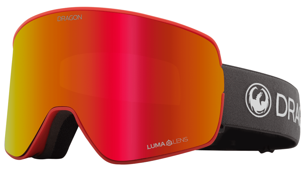 Dragon Alliance Spyder Collaboration NFX2 Flat Lens Quick Change Frameless Ski Snowboard Goggles Volcano Red Red Ion Mirror Lens Profile
