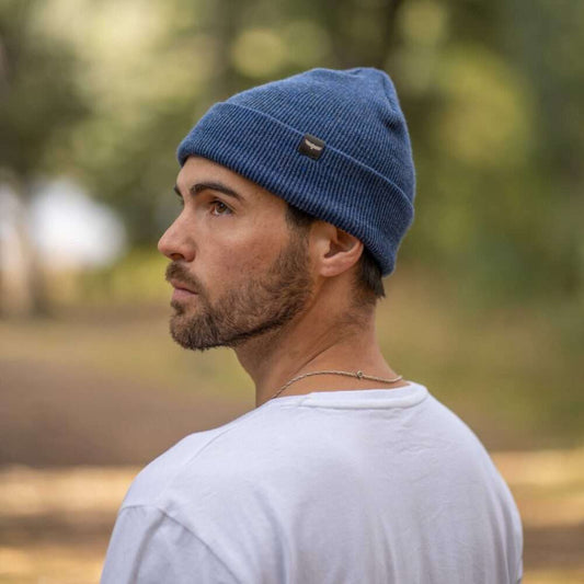 Trown Unisex Fold Over Classic Acrylic Wool Beanie hat Blue