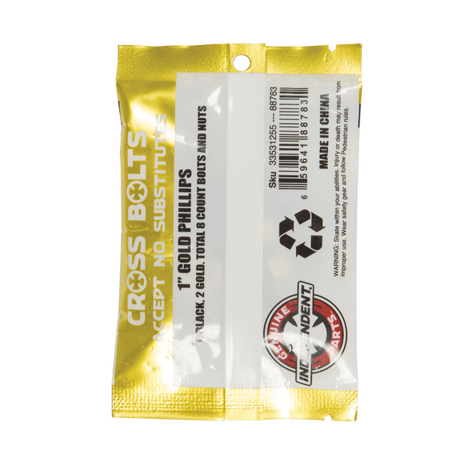 Indepenedent 1 inch Black/Gold Hardware packaging back 6 black 2 gold bolts 8 gold nuts