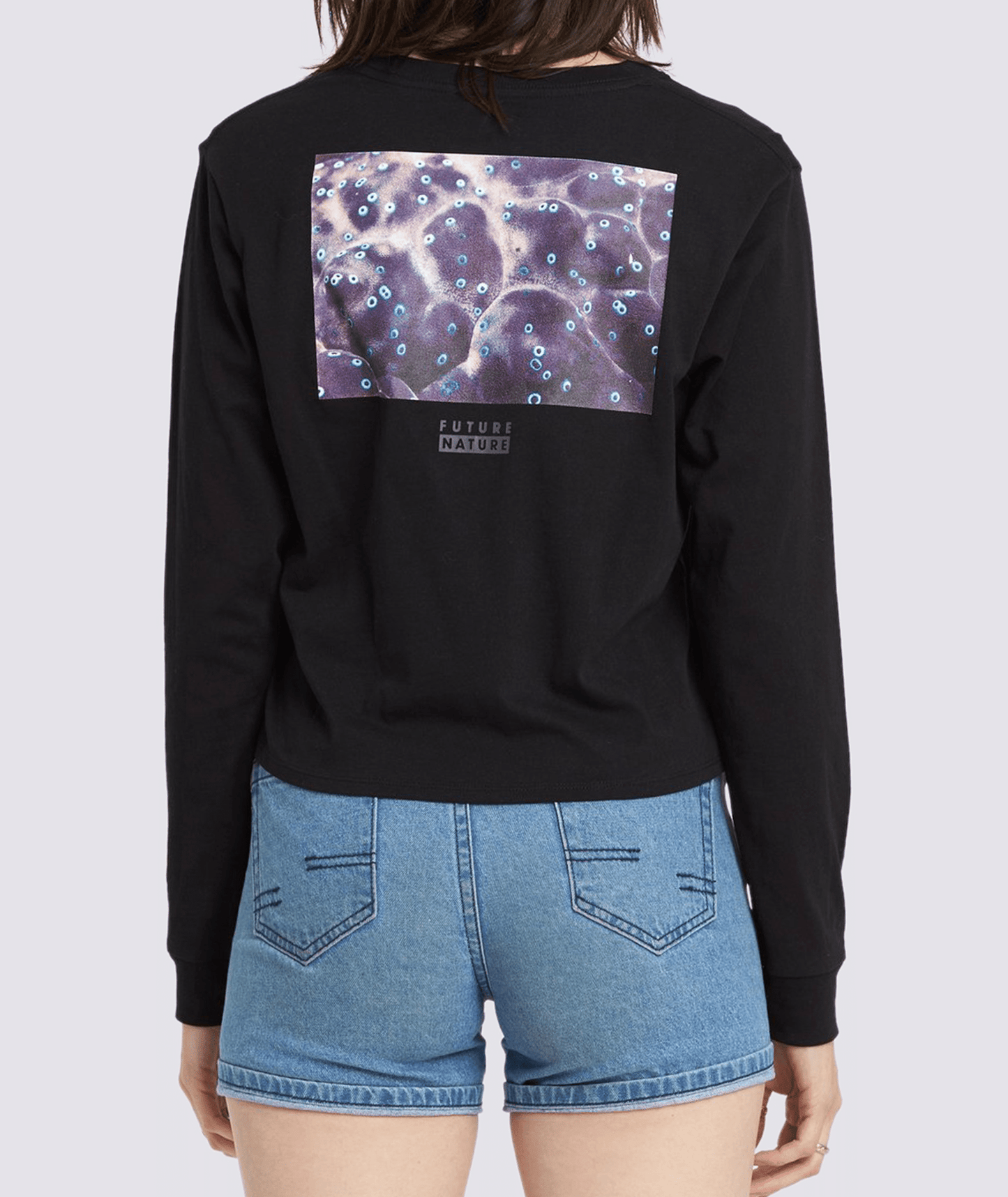Element Women's National Geographic Long Sleeve Crew Neck Tee Black Graphic Back