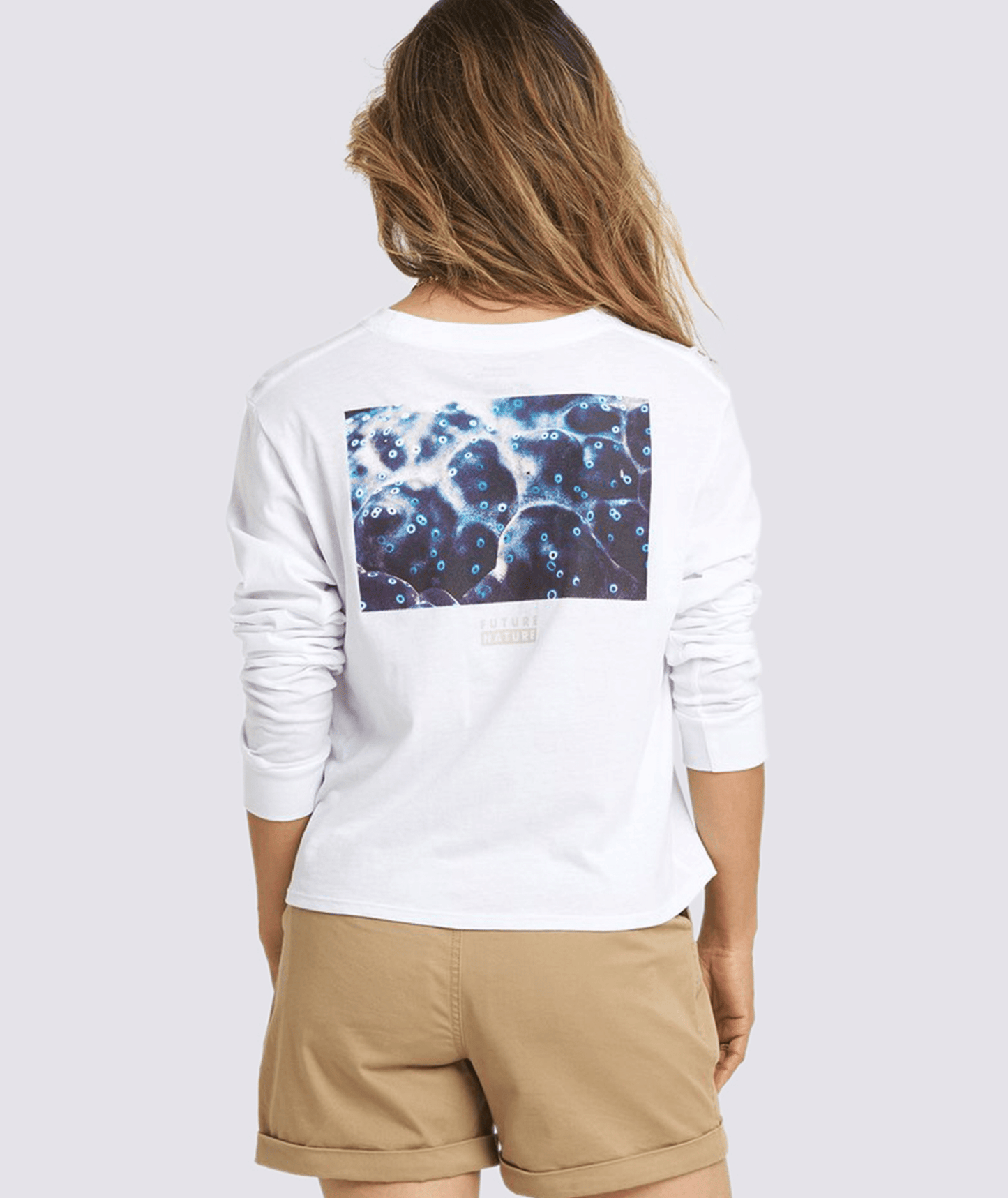 Element Womans National Geographic Long Sleeve Crew Neck Tee White Graphic Back