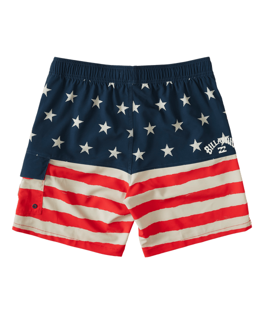Billabong Men's Fifty50 BBO Layback Boardshort American Flag colors Main back