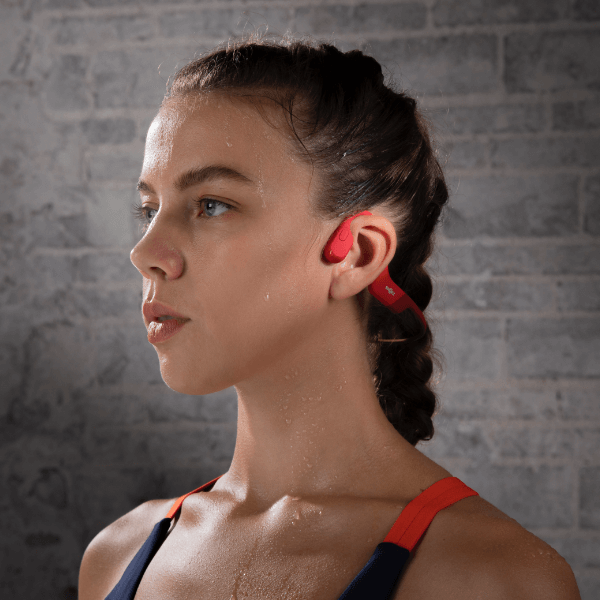 Shokz OpenRun Open Ear Headphones Ear Buds Red