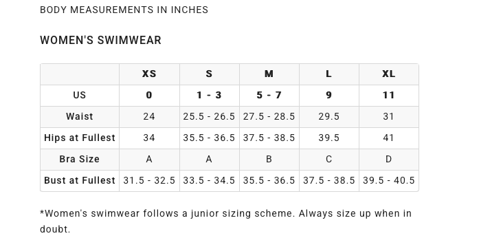 Billabong Size Chart