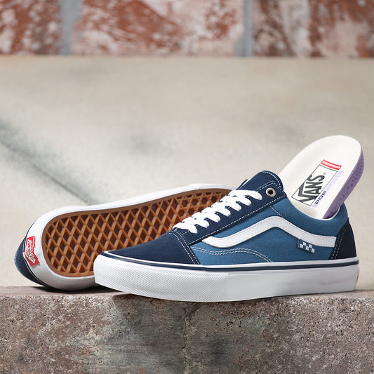 Vans mens womens unisex old skool school low top skateboarding shoes navy/white PopCush sole