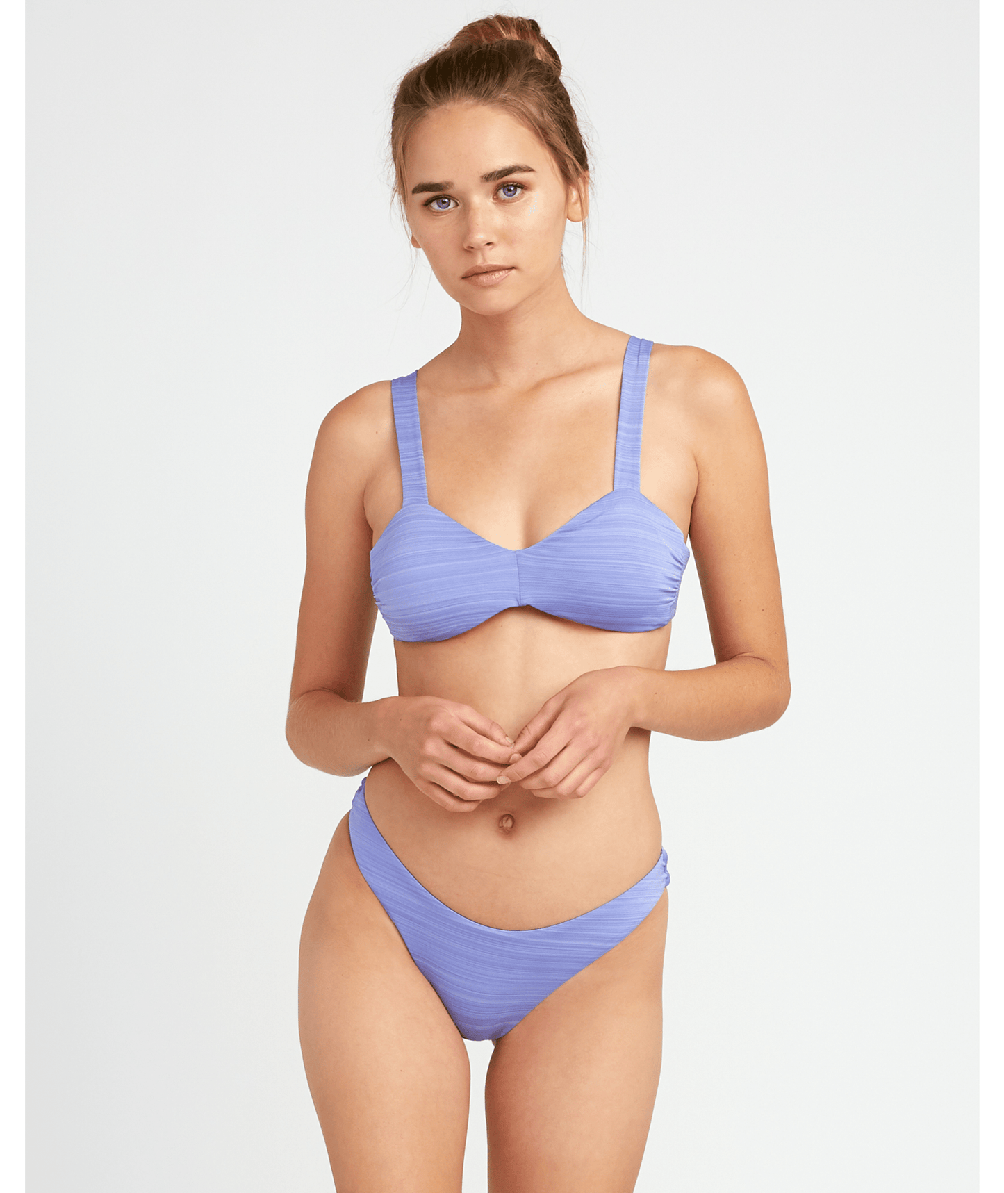 RVCA Ladies Juniors Rowan French Cut Skimpy Bikini Swim Bottoms Peacock Blue Front