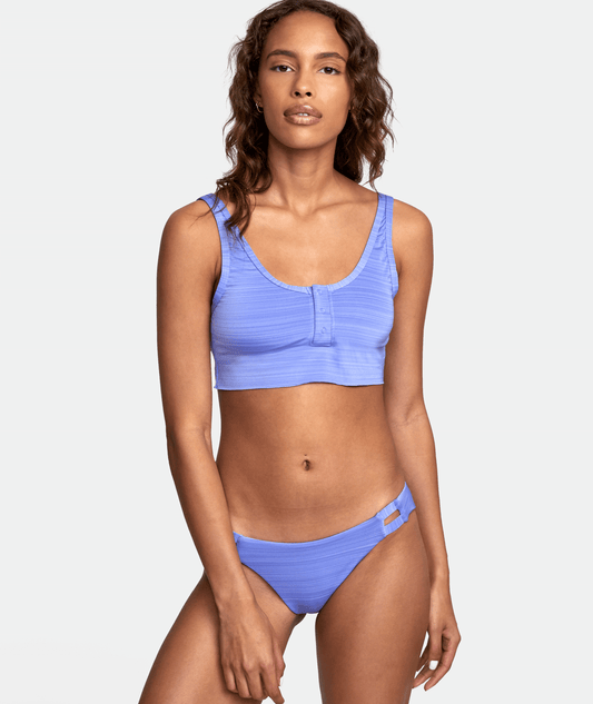 RVCA womens juniors rowan crop top bikini swim top peacock light purple front alt