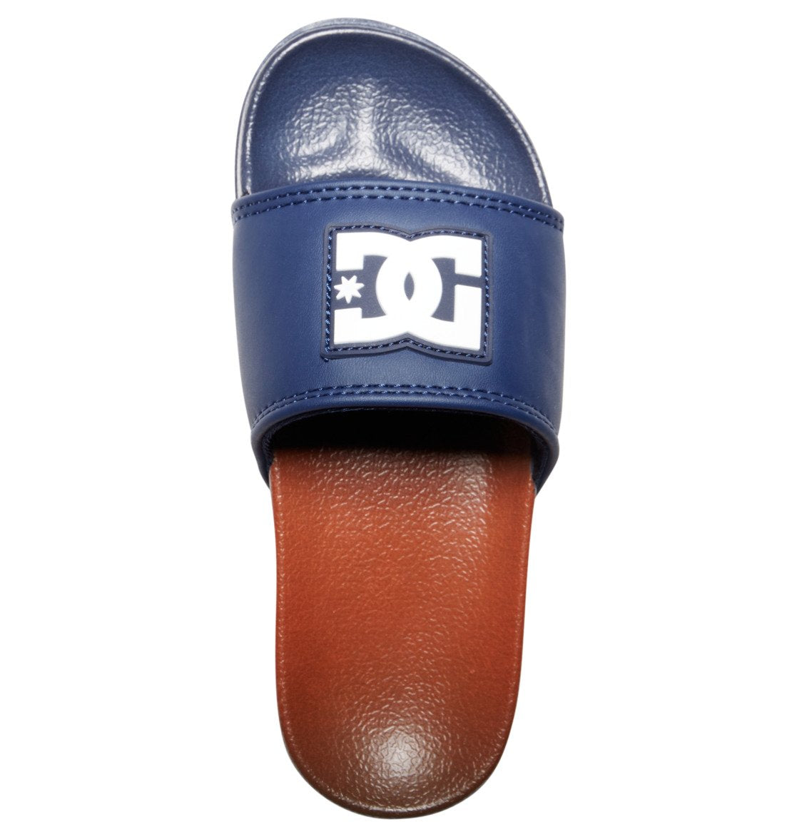 DC Shoes Kids Youth boys Girls Dc Slides slip on slipper sandals blue/brown top