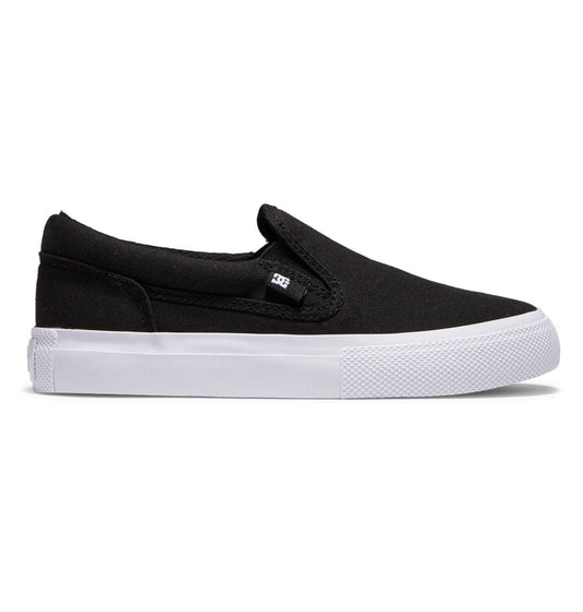 DC Kid's Manual Slip-On Shoes Black White Profile Side