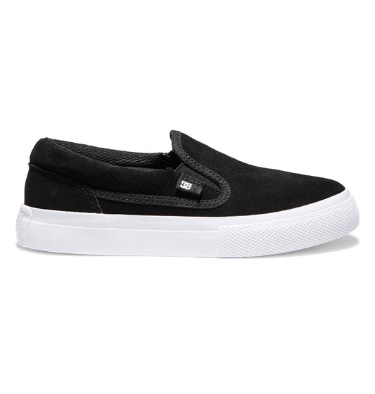 DC Shoes Youth Kids Boys Girls Manual Slip-On SD Suede Low Top Skate Shoes Black/White Side 1