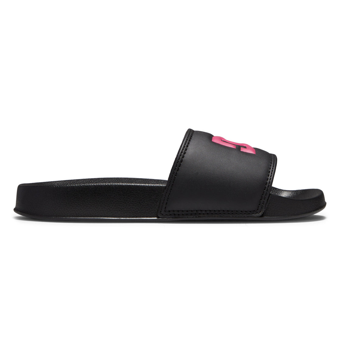 DC Shoes Ladies DC Slides Slip-On Sandals Black Crazy Pink Outer Side
