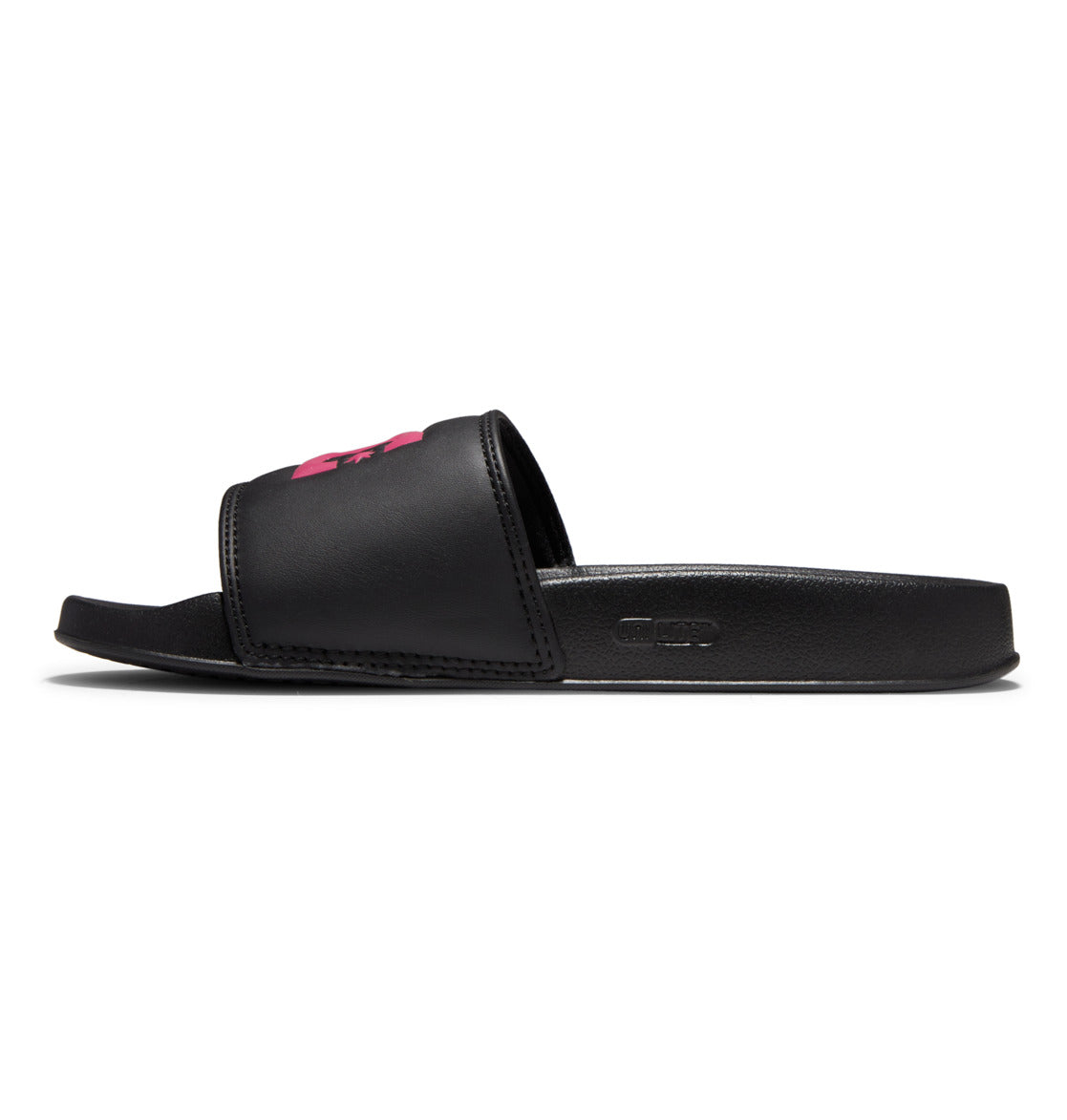 DC Shoes Ladies DC Slides Slip-On Sandals Black Crazy Pink Inner Side