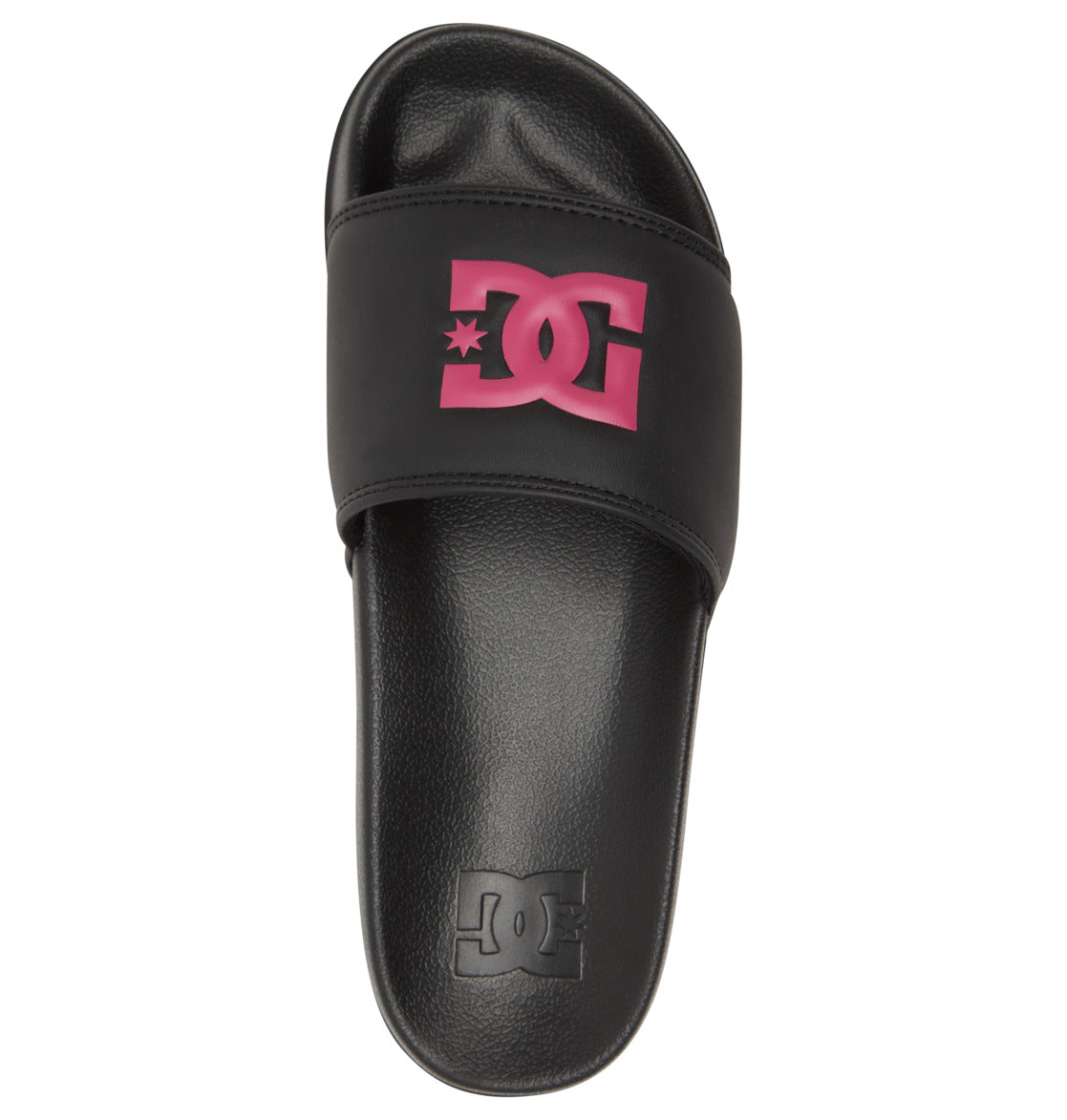 DC Shoes Ladies DC Slides Slip-On Sandals Black Crazy Pink Top