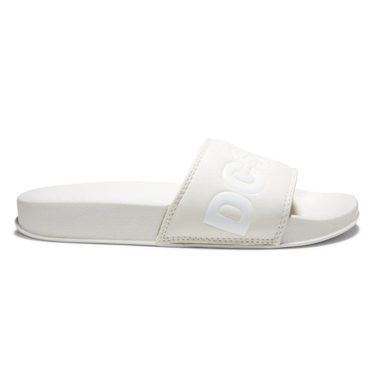 DC Shoes Womans DC Slides Slip-On Sandals Off White Outer Side