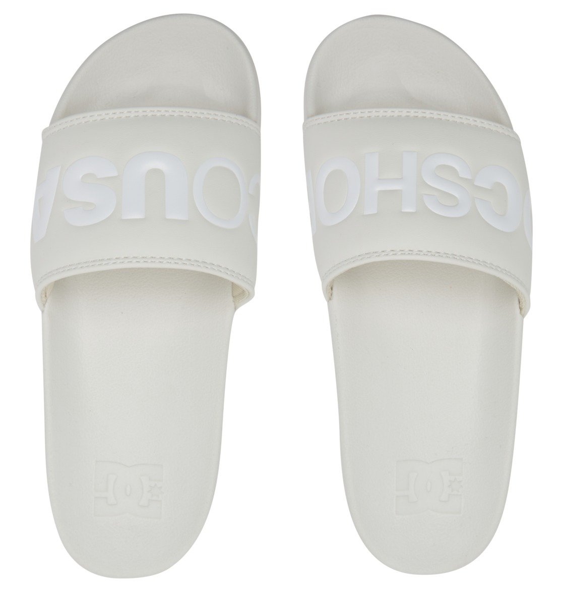 DC Shoes Womans DC Slides Slip-On Sandals Off White Top
