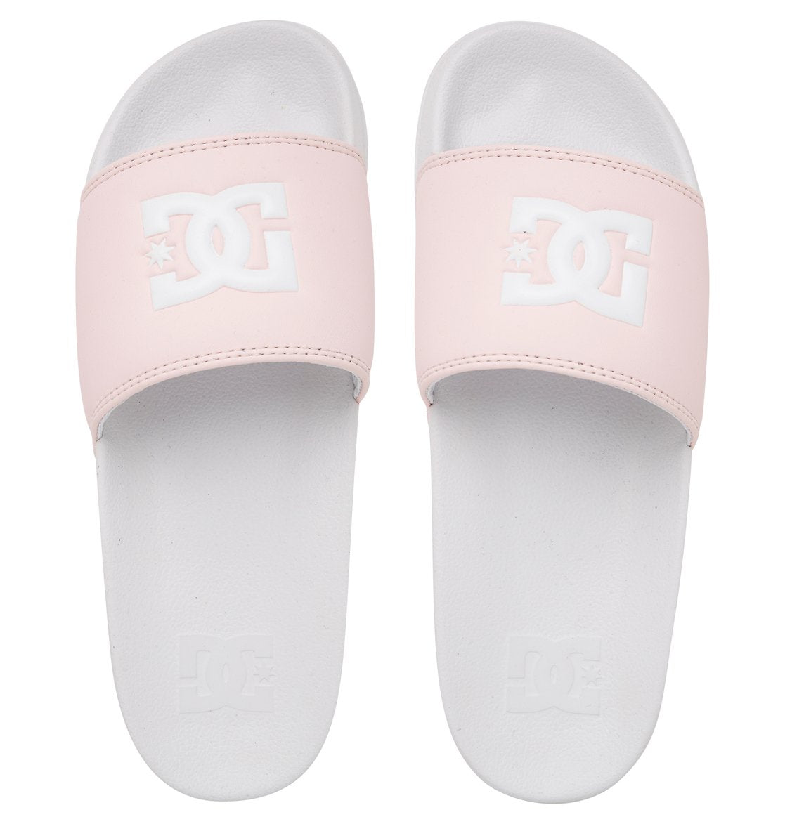 DC Shoes Ladies DC Slides Slip-On Sandals White/Pink Top