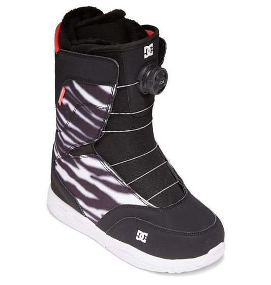 DC Shoes Womans Search BOA Speed Lace Snowboard Boot Zebra Black/White Front Angle