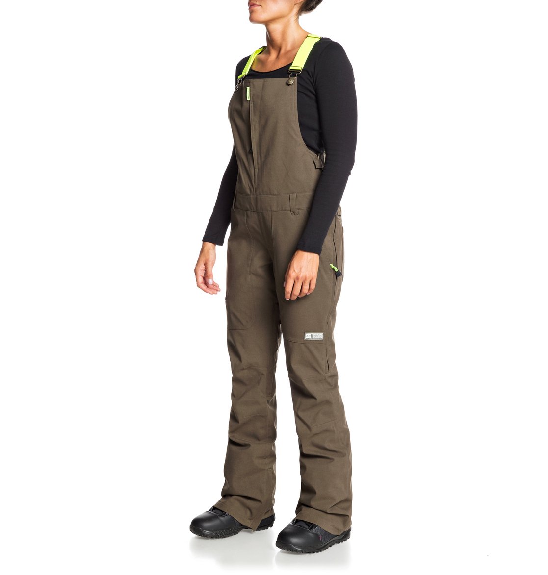 DC Shoes Women's Collective Bib Shell Ski Snowboard Pant Tarmac Front Angle 1