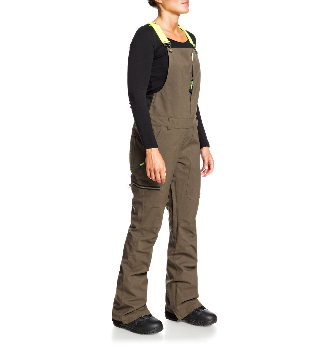 DC Shoes Women's Collective Bib Shell Ski Snowboard Pant Tarmac Front Angle 2