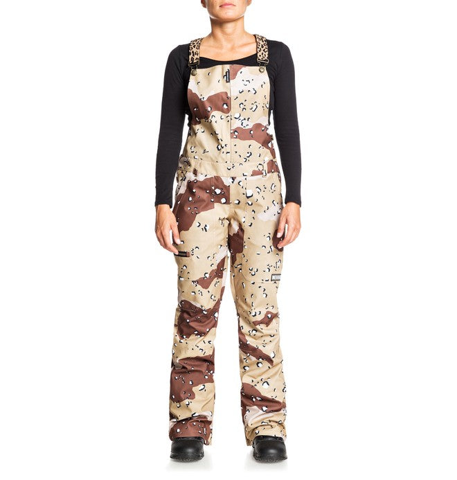 DC Shoes Women's Collective Bib Shell Ski Snowboard Pant Chocolate Chip Camo Front