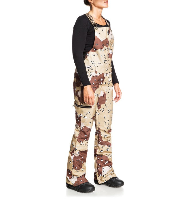 DC Shoes Women's Collective Bib Shell Ski Snowboard Pant Chocolate Chip Camo Front Angle 2