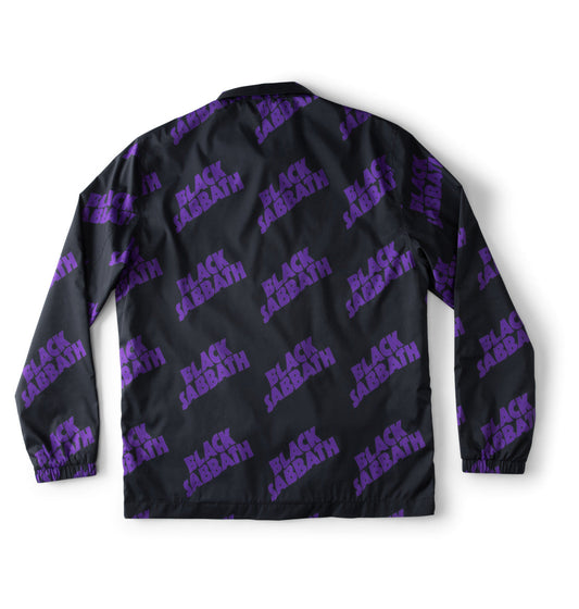 DC Shoes x Black Sabbath Men's Shell Coaches Windbreaker Rain Jacket Black Purple Back