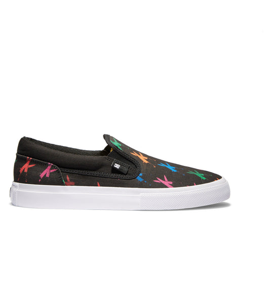 DC Andy Warhol Manual Slip On Shoes Black Graphic Side Profile